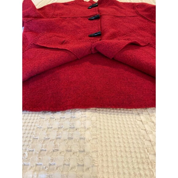 Ruby Rd Womens Jacket 100% Wool Size Medium Fuzzy Red Chinese Style w/ Pockets - Picture 12 of 12